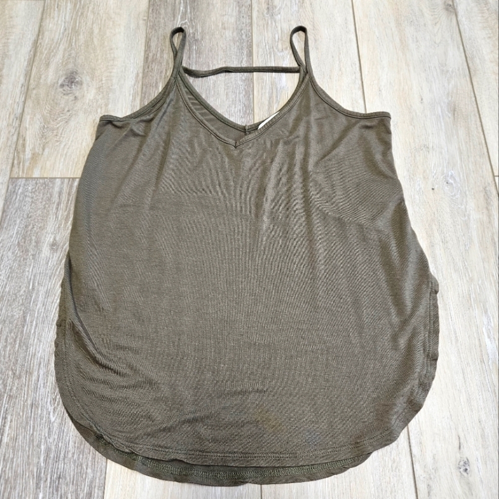 Z Supply Spaghetti Strap Tank Top Relaxed Fit Hunter Moss Green Womens XS Petite